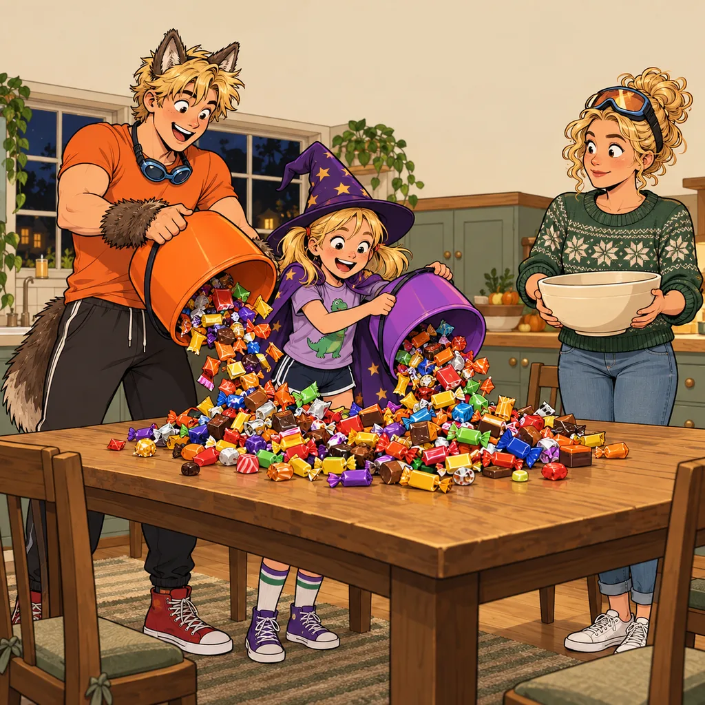Panel 1 of 4. Mom says: "Candy tax. Thirty percent."