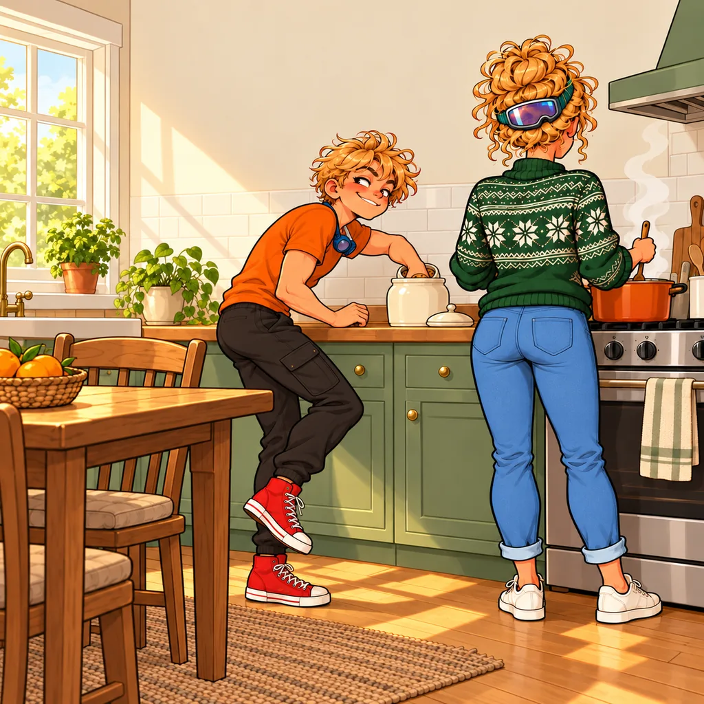 Panel 2 of 4. Mom says: "Put it back, Oskar."
