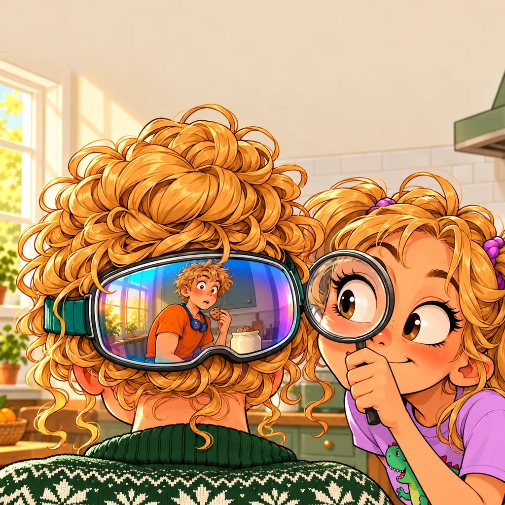 Panel 3 of 4. Pip whispers: "...Mirrored lenses."