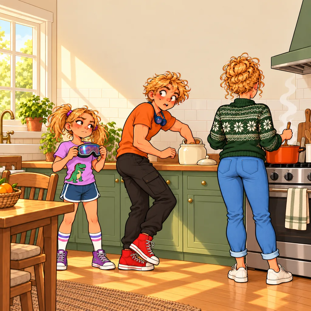 Panel 4 of 4. Mom says: "Oskar." Pip whispers: "...Hypothesis rejected."