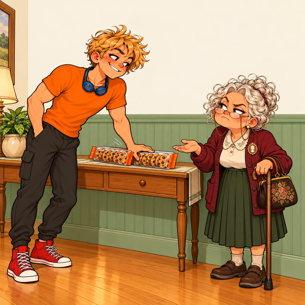 Panel 4 of 4. Oz says: "How much to move in?" Grandma says: "Three packs. And I get your room."