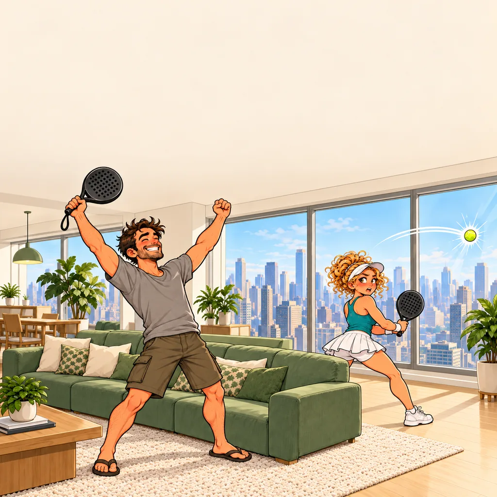 Panel 3 of 4. Dad shouts: "Off the glass! OUT!"