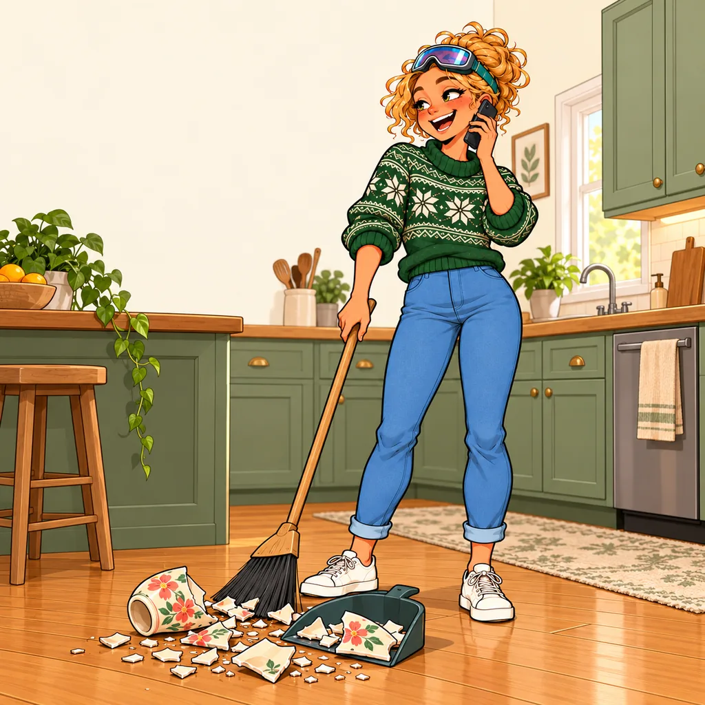 Panel 3 of 3. Mom says: "Mom? Terrible news about your vase."