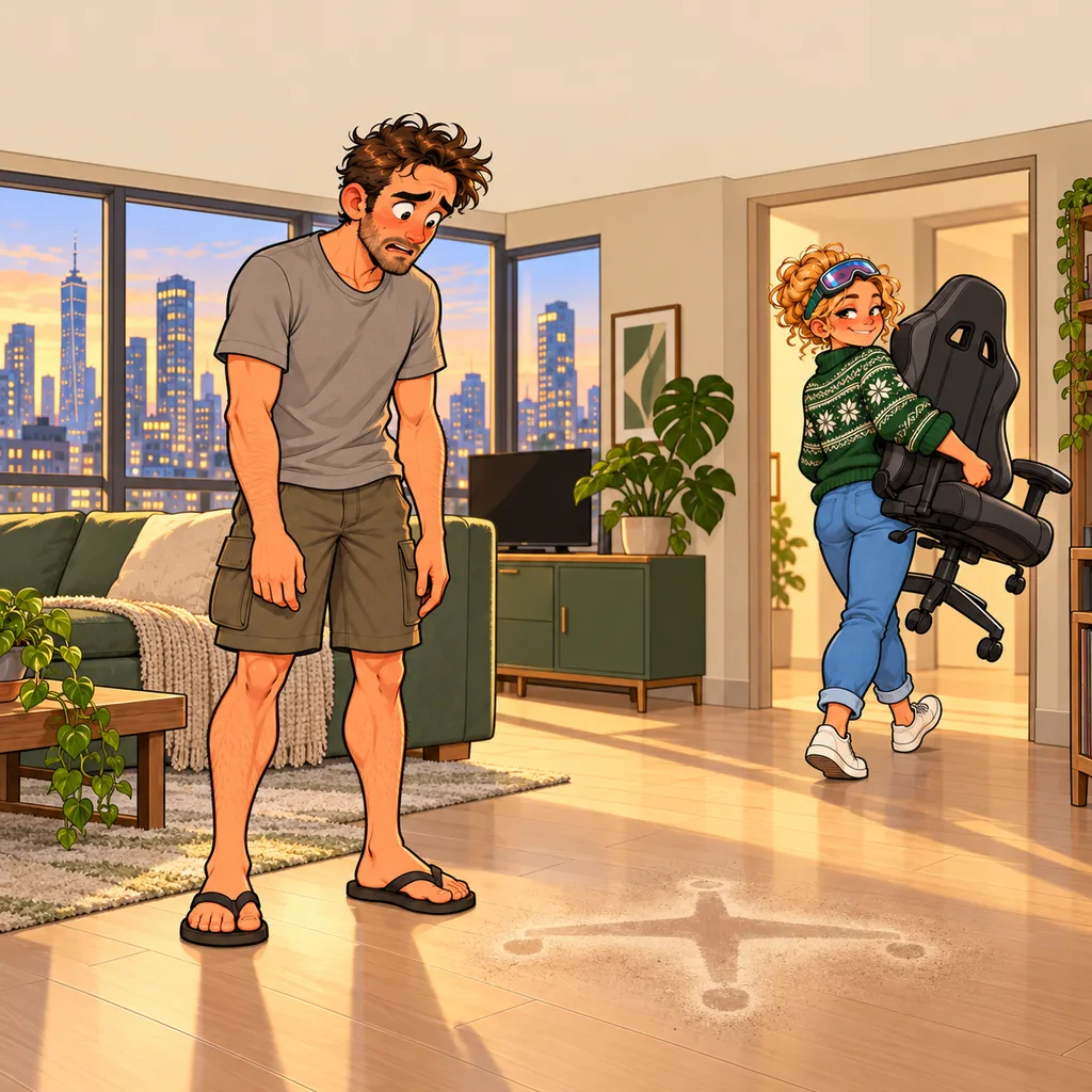 Panel 3 of 3. Caption: Removed: Dad's gaming chair.