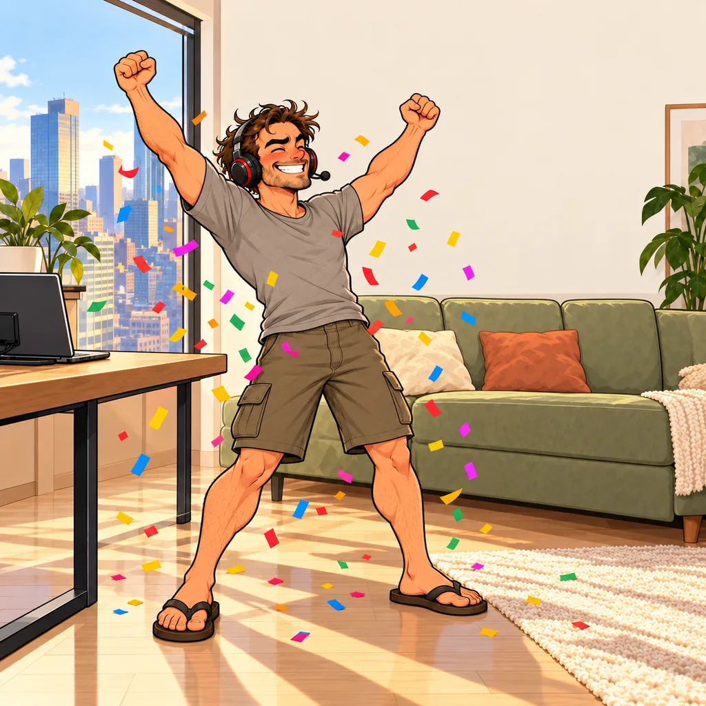 Panel 3 of 4. Dad shouts: "0:47! WORLD RECORD!"