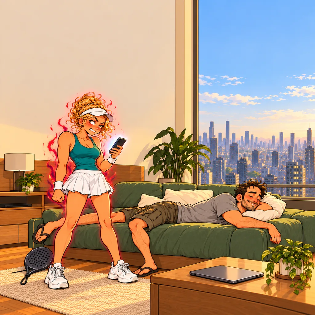 Panel 4 of 4. Caption: Padel group: "Can Greg come every week??"