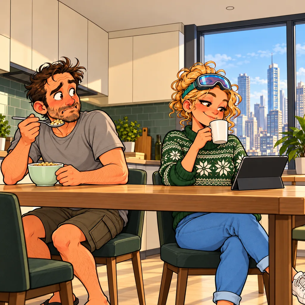Panel 2 of 3. Mom says: "Mint chip. Three scoops. And "you saw nothing.""